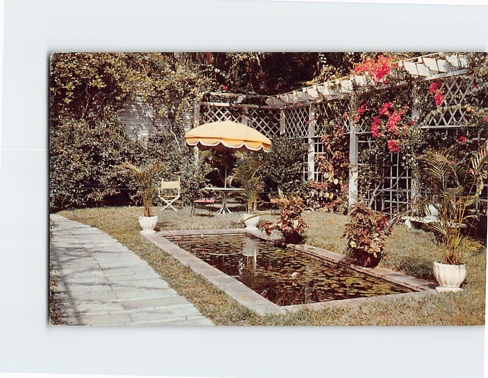 Postcard Lily Pond & Garden Thomas A. Edison Winter Home Fort Myers Florida USA