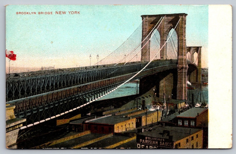 Brooklyn Bridge New York vintage postcard c. 1901-1907  (A)