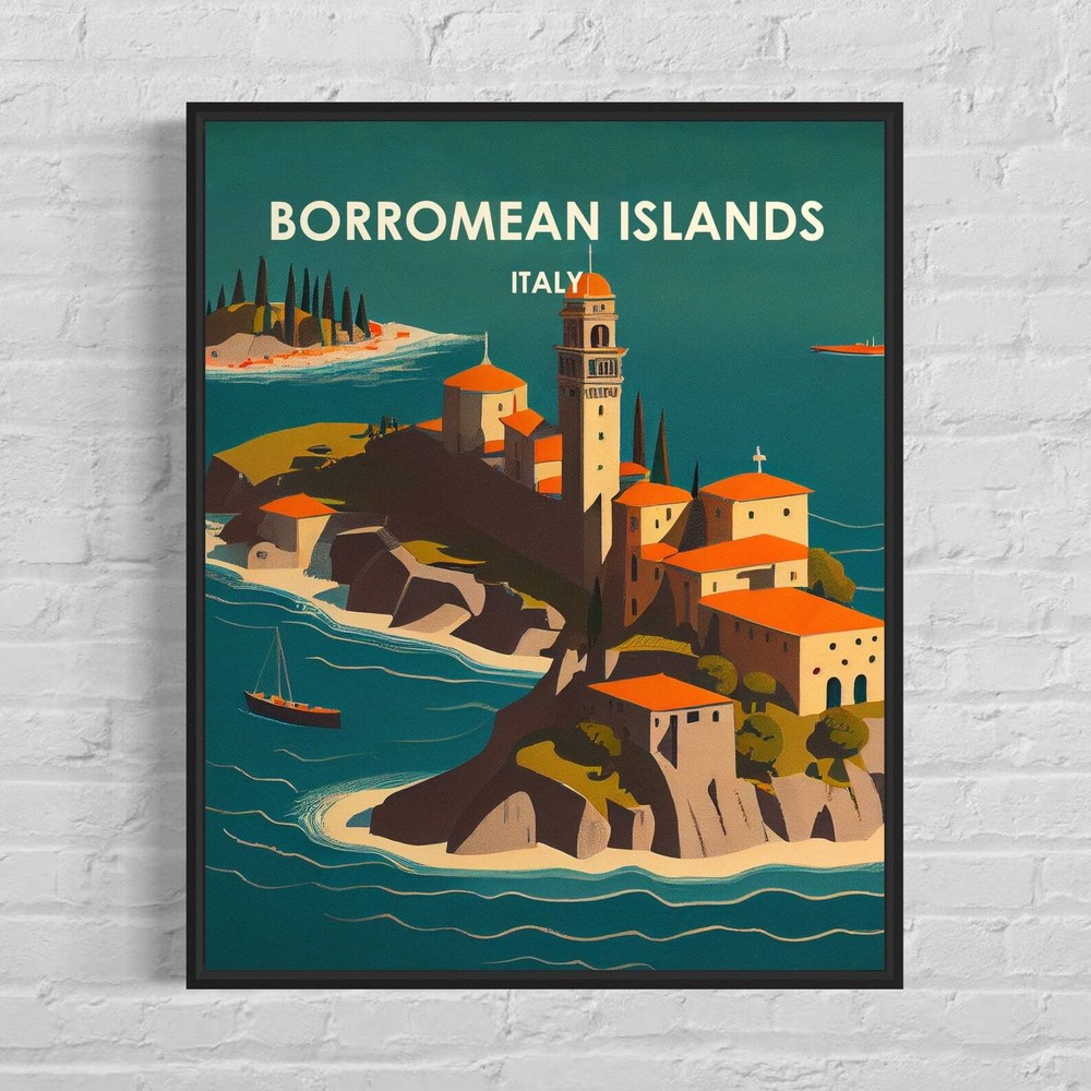 Borromean Islands Italy Retro Art Print Borromean Islands Italy Wall Art