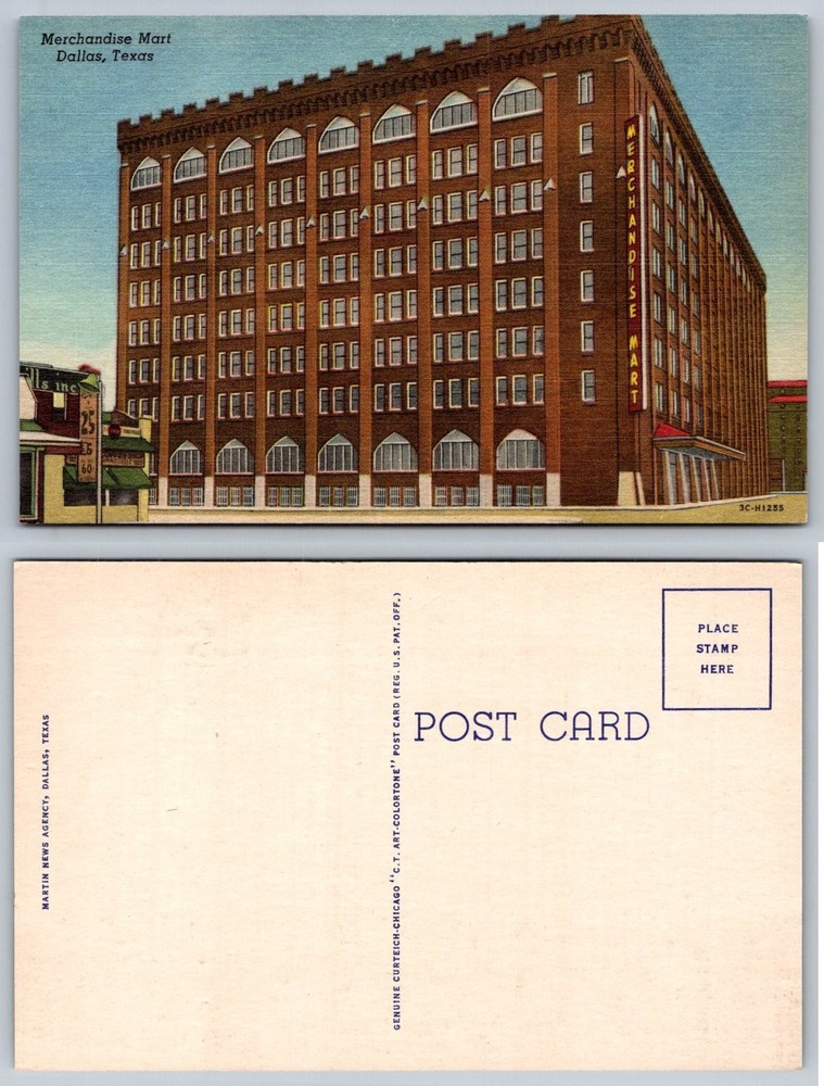 Vintage Merchandise Mart Dallas Texas Linen Postcard Curteich Art-Colortone