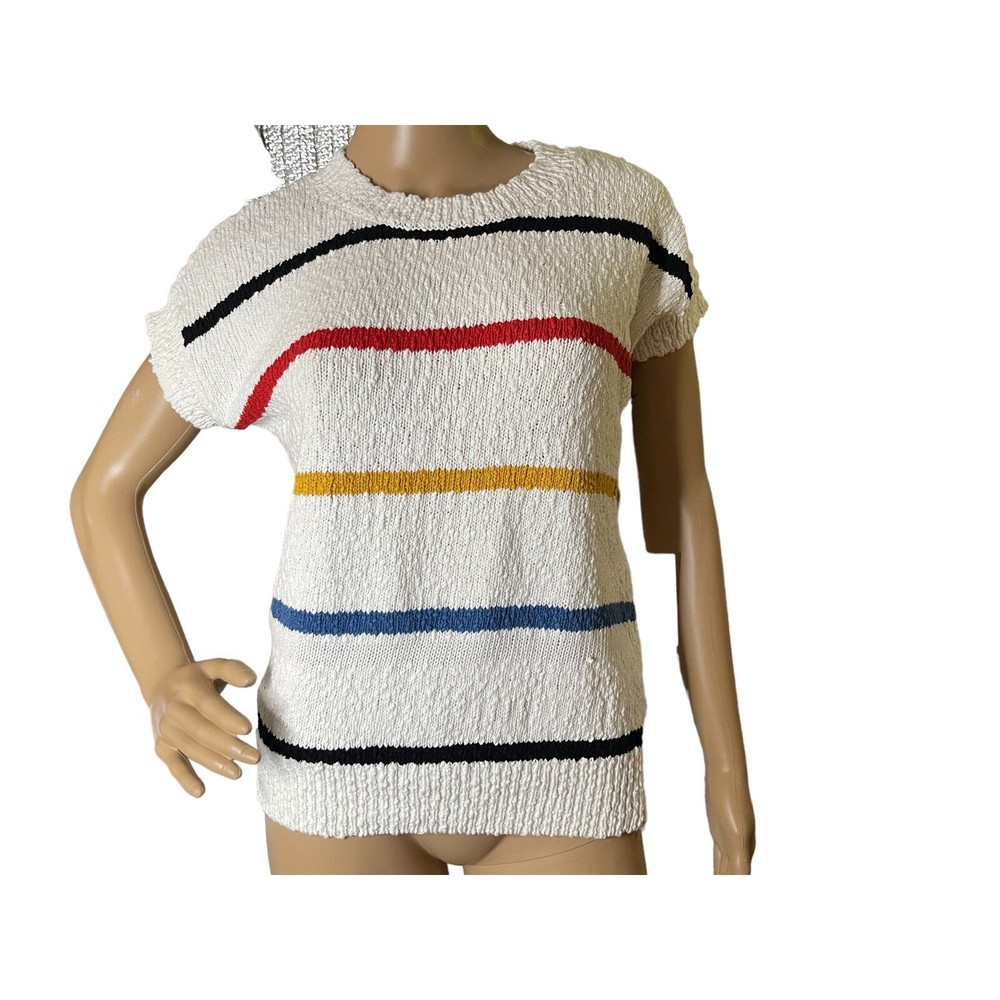 Callahan Revolve Women's Cotton Nubby Texture Sweater Multicolor Striped S- New