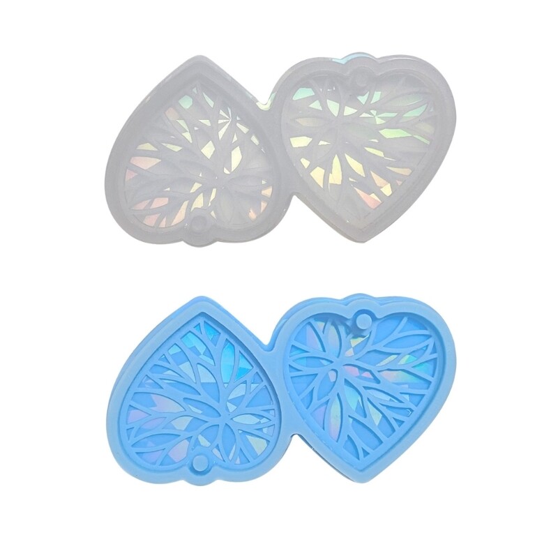 Holographic Keychain Epoxy Resin Mold Heart Earring Necklace Pendant Casting