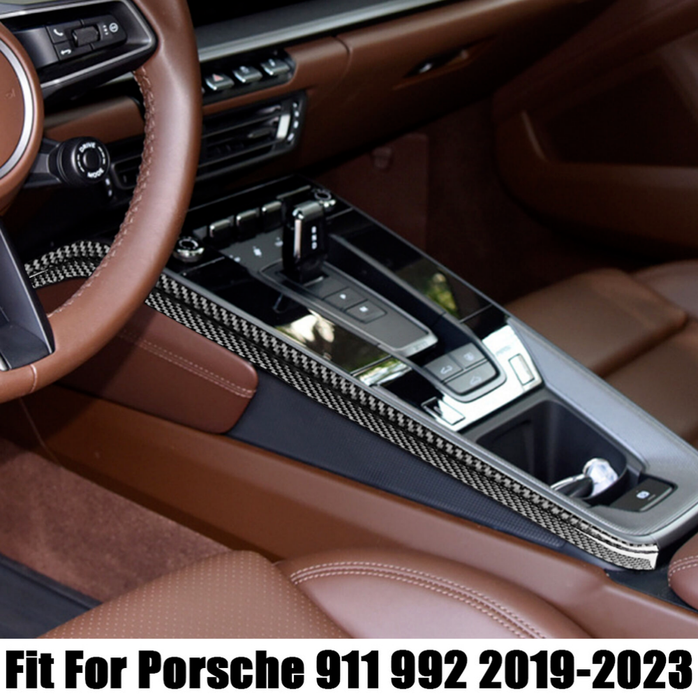 Fit For Porsche 911 992 2019-2023 Soft Carbon Fiber Center console trim strips4X