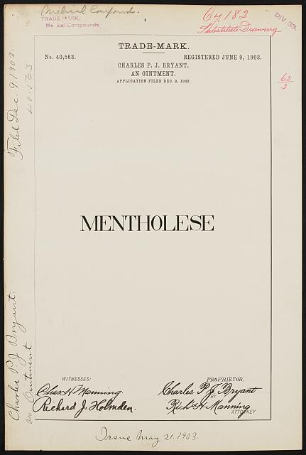 Photo:[ Charles P. J. Bryant for Mentholese brand An Ointment]