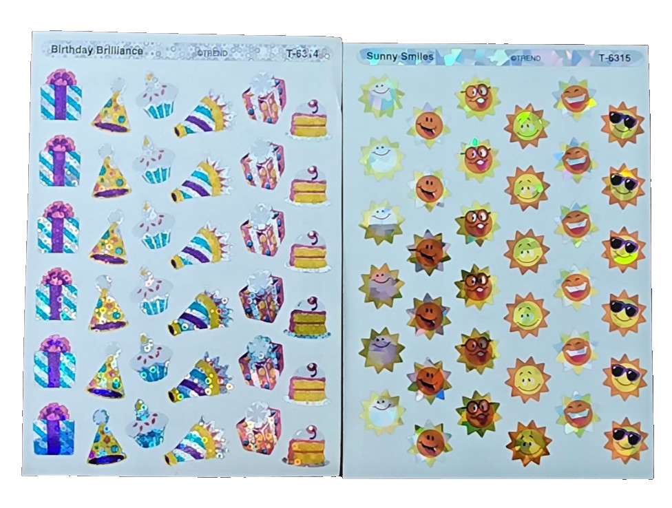 Vintage Trend Prismatic Birthday Brillance & Sunny Smiles Sticker Sheets