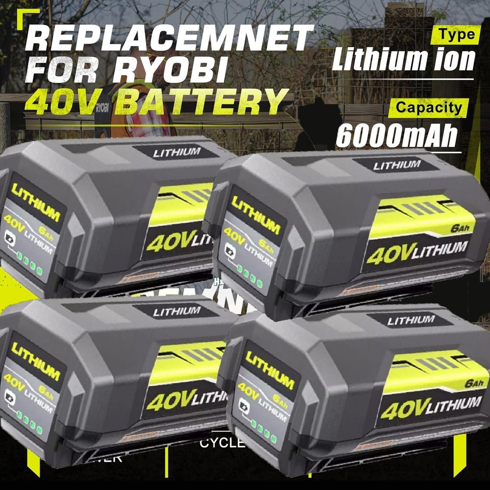 Ryobi 40V 6.0Ah Lithium-Ion Battery for 40V Tools OP4040 OP40601 RY40406