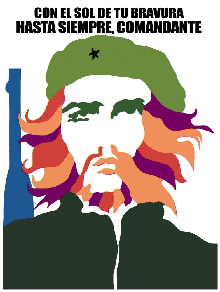 Che Guevara Art Poster with Sun Motif Wall Decor