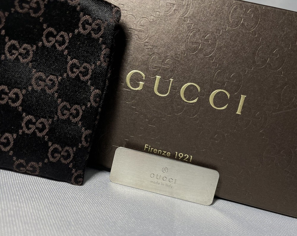 Gucci Matte Silver AG925 Logo Money Clip Wallet Bill Holder  