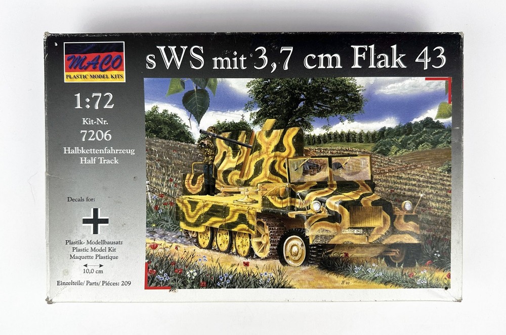 Maco 7206 sWS with 3.7 cm Flak 43 Half Track 1/72 Scale Plastic Model Kit
