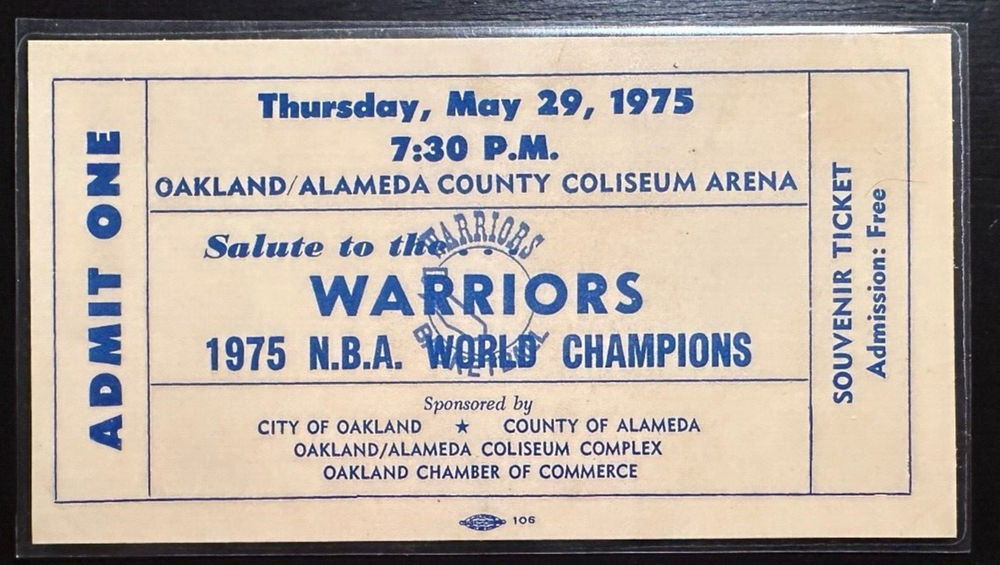 Golden State Warriors- Salute to NBA Champs 5/29/1975 REPLICA basketball ticket