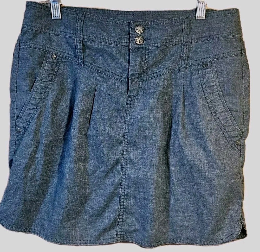 Prana Hemp Blend Skirt “Lizbeth” Comfortable Soft Stretch Women’s Size 8 Blue
