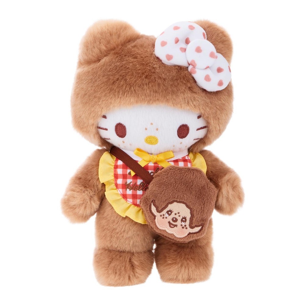 Monchhichi x Hello Kitty Monchhichi Costume Satchel with a Gingham Bib Plush