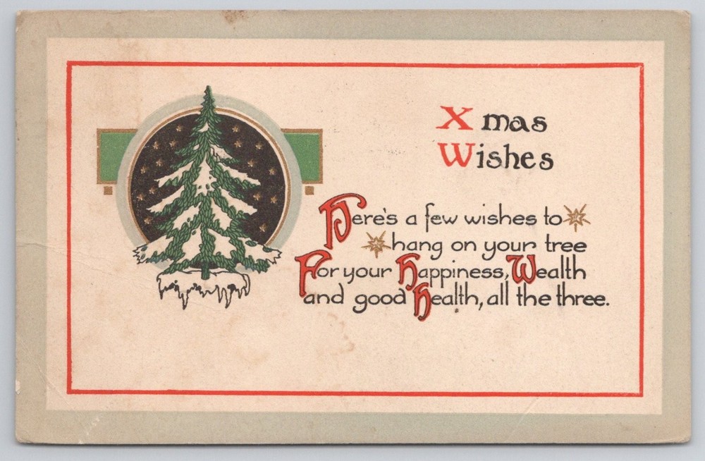 Vintage Gibson Christmas Tree Postcard 1910s Posted Baltimore MD