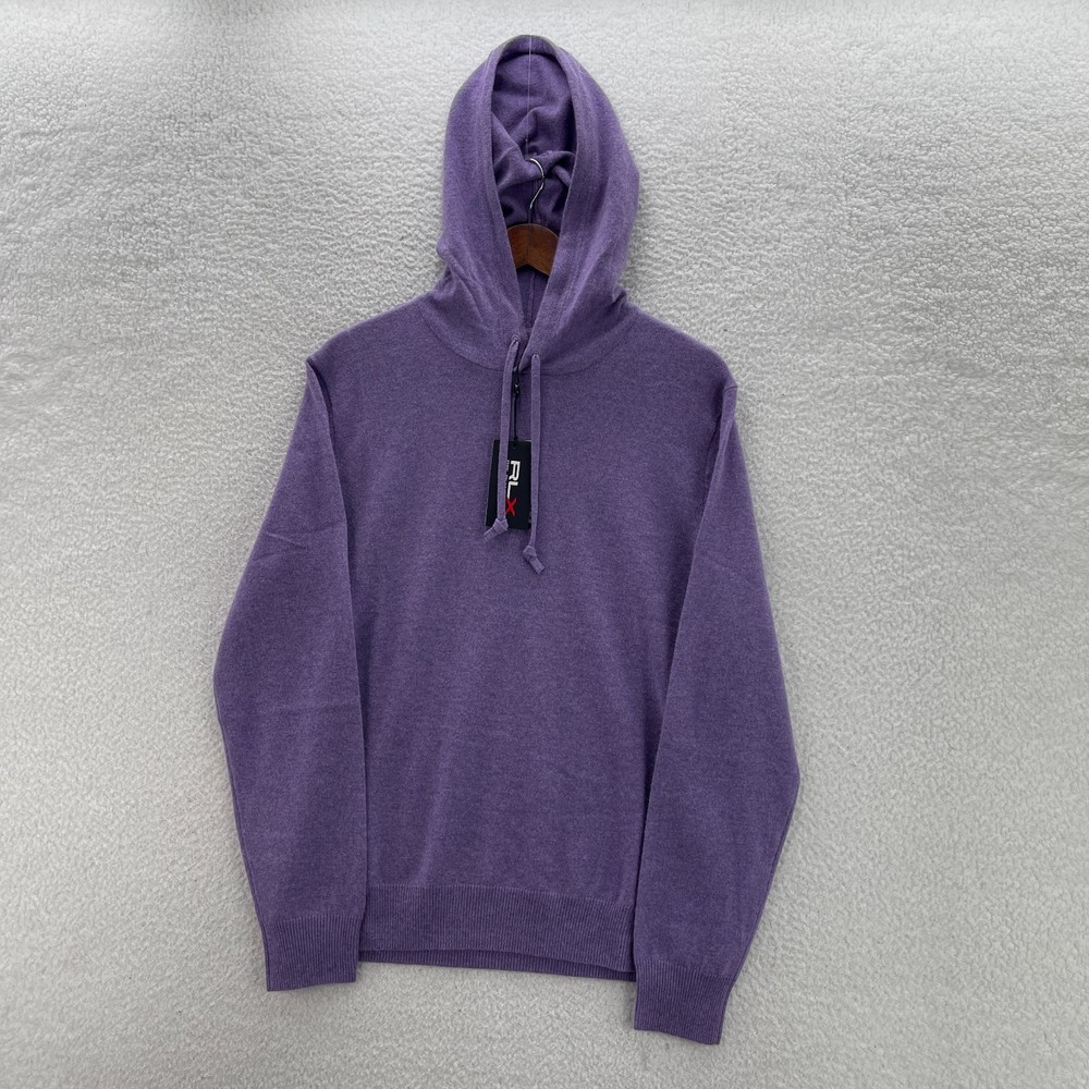 RLX Sweater Mens M Purple Cashmere Washable Hoodie Lightweight Ralph Lauren Golf