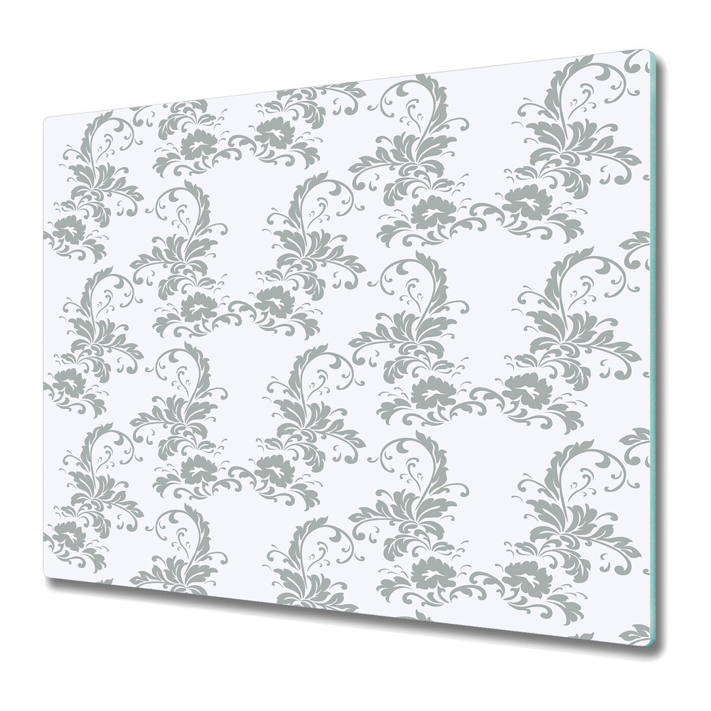 Glass Surface Protector Worktop saver Lily flower ornament grey and white 60x52
