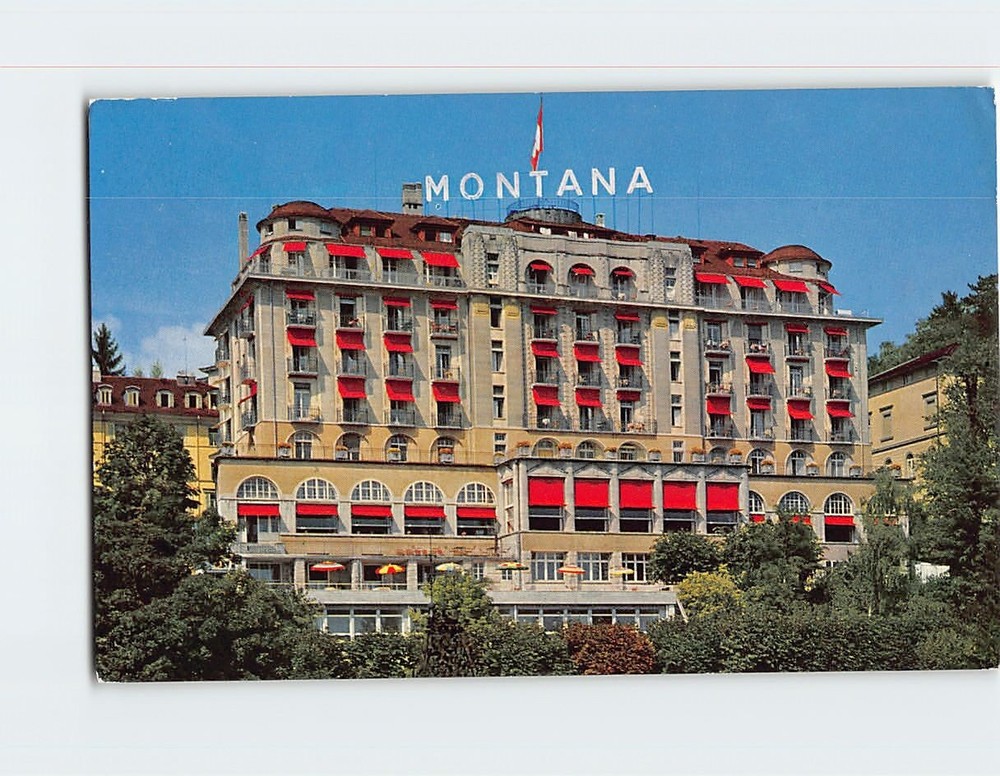 Postcard Art Deco Hotel Montana Lucerne Switzerland