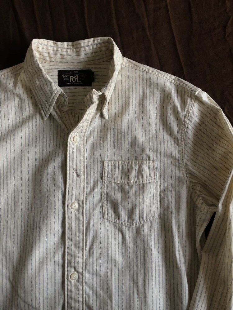 Excellent Condition RRL STRIPE WORK SHIRT Double RL Allover Calico Stripe Ralph