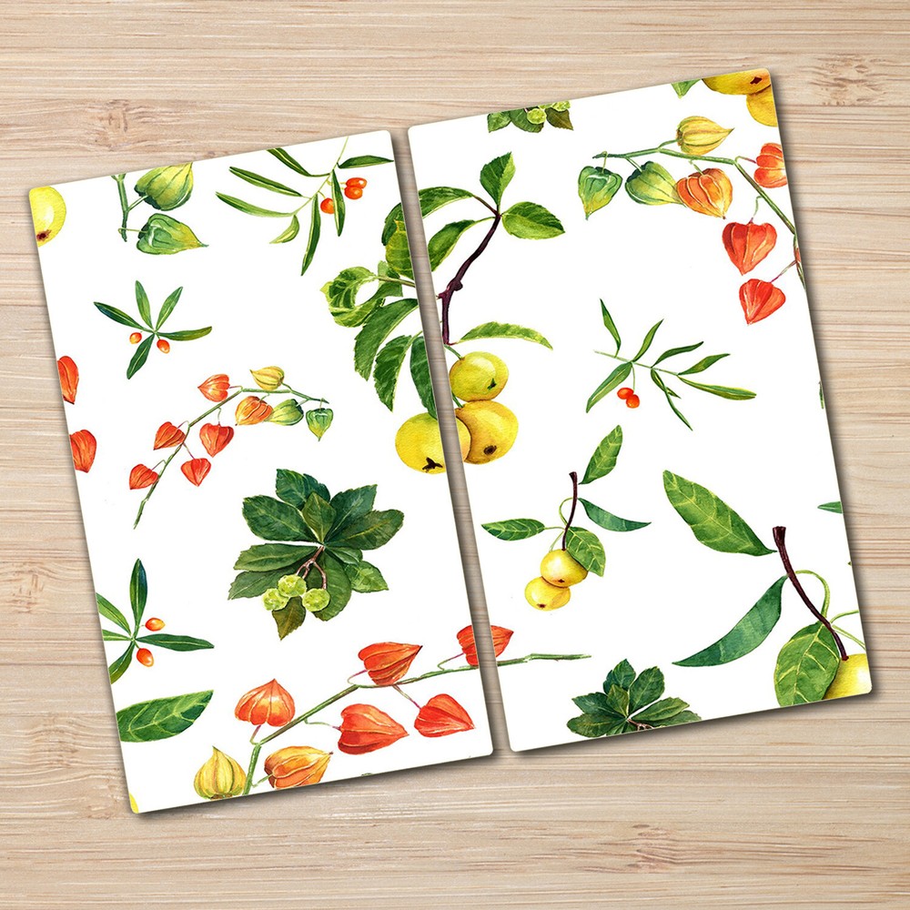 Glass Chopping Board Physalis Floral Composition Lemon & Apples 2x30x52