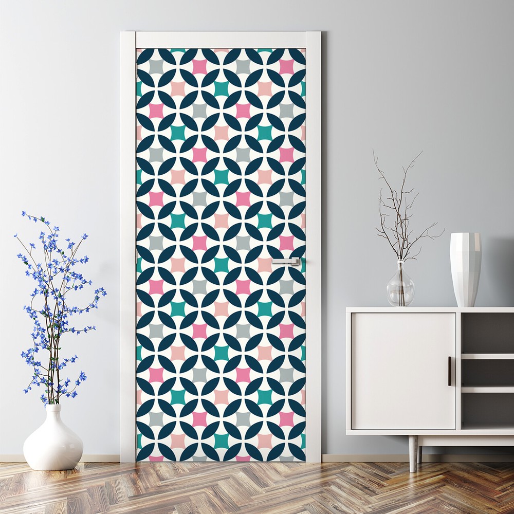 Retro Pastel Bubble Door Decal Minimalist Scandinavian Decor