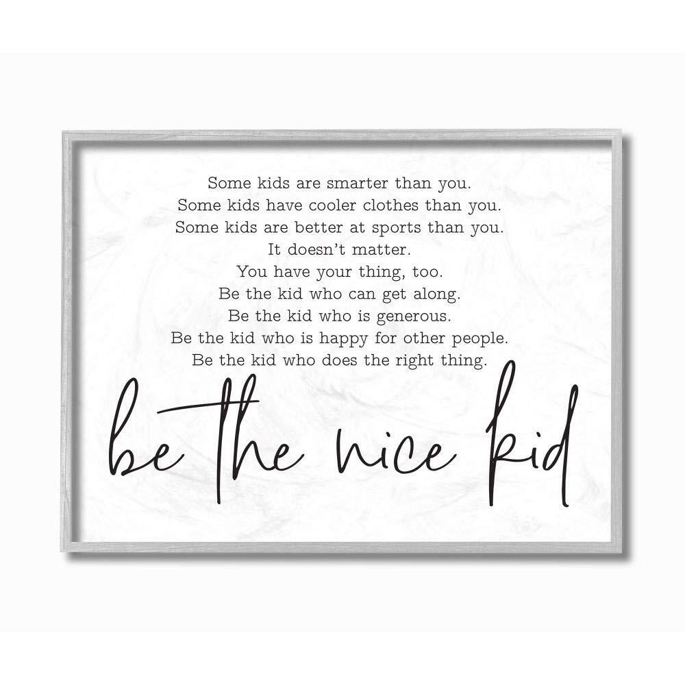Be The Nice Kid Black And White Inspirational Word Design Framed Wall Art, 16...