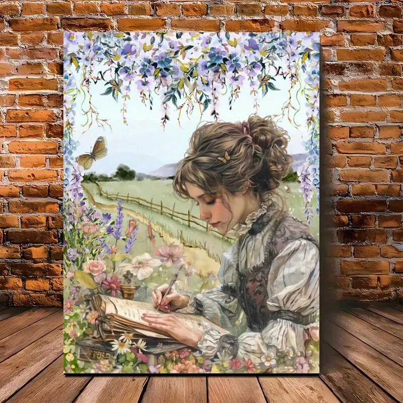 Charming Vintage Victorian Garden Writer Wall Art  Canvas Unframed/Framed