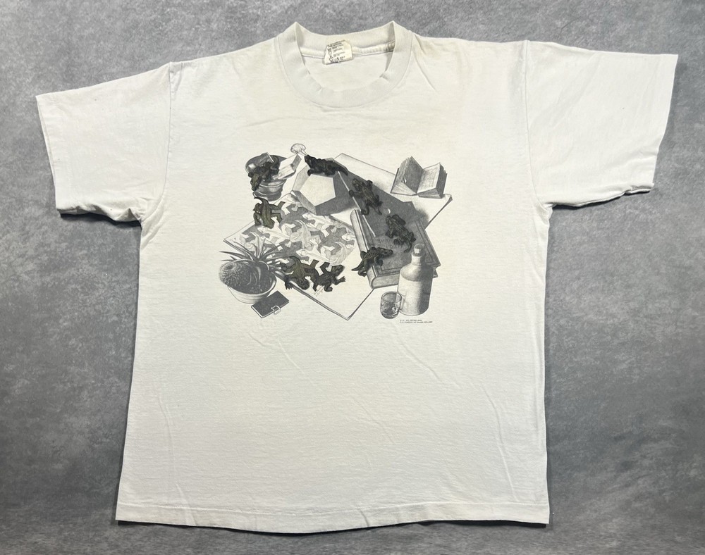 Vintage 1991 MC Escher Reptiles Lizards Shirt Size XL