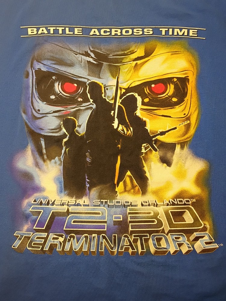Vintage Terminator 2 3D Battle Across Time Universal Studios T-shirt Men's XXL