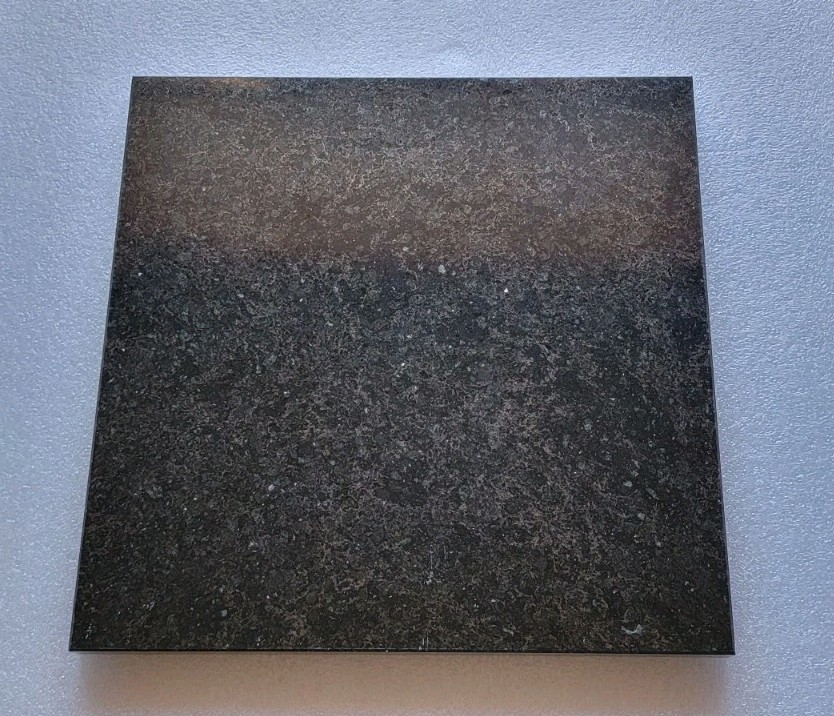 Polished Faux Black Stone Quartz Slab for Crafts Display 11.75 Inch Square