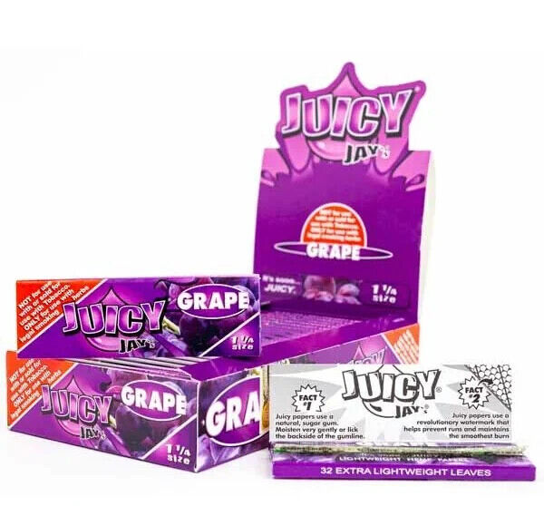 Juicy Jay’s Flavored Rolling Papers – Grape– 1 1/4 -24pks per display