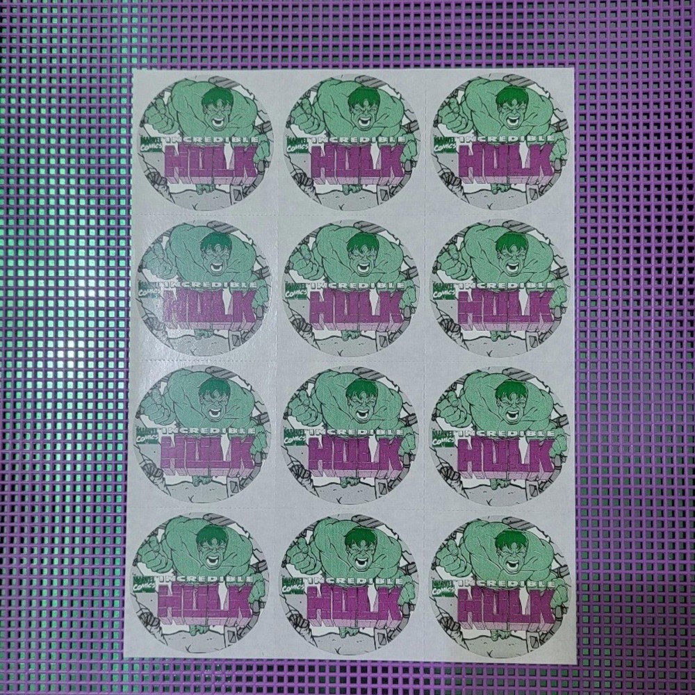Full Sheet of 12 Vintage 1996 Incredible Hulk Animated Series Promo Stickers