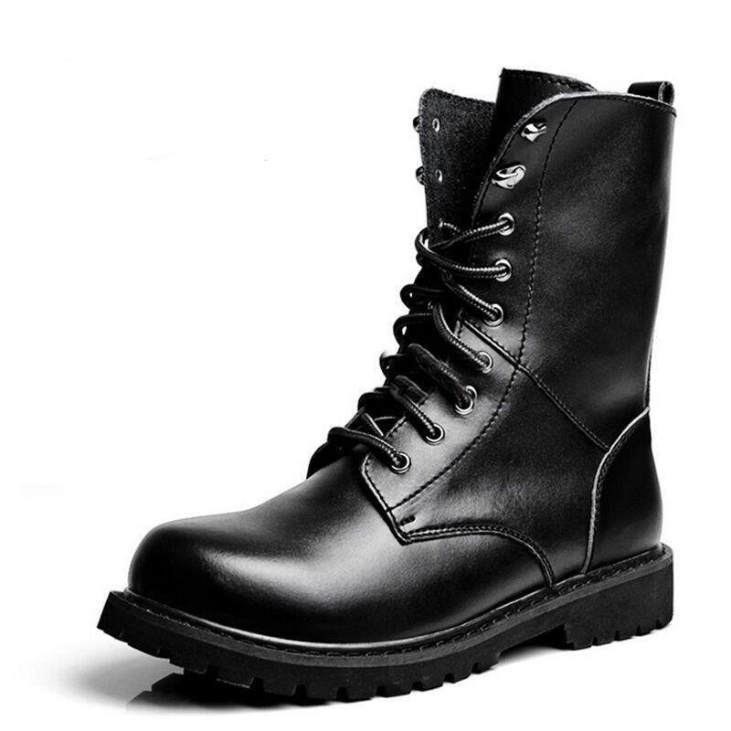 Chic Mens Leather Lace up High Top Combat Military Army Desert Ankle Boots Shoes