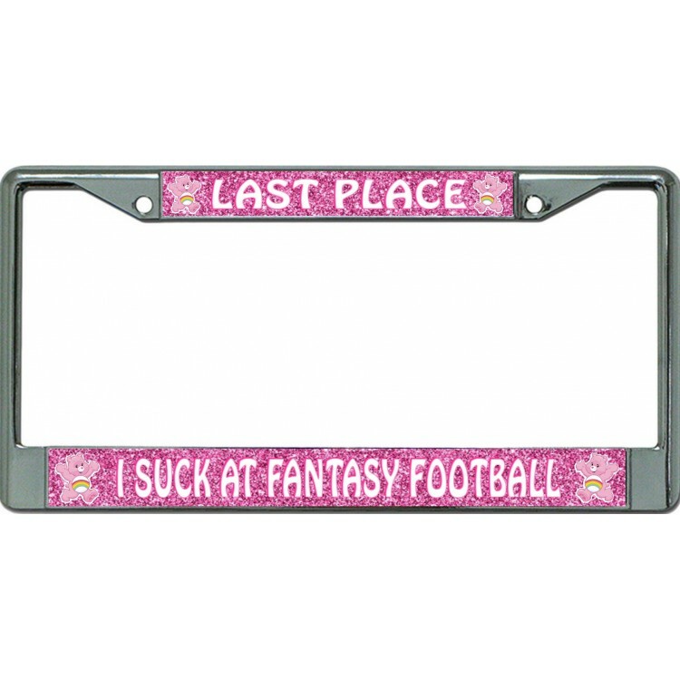 Pink Glitter Chrome Last Place Fantasy Football License Plate Frame USA Made  