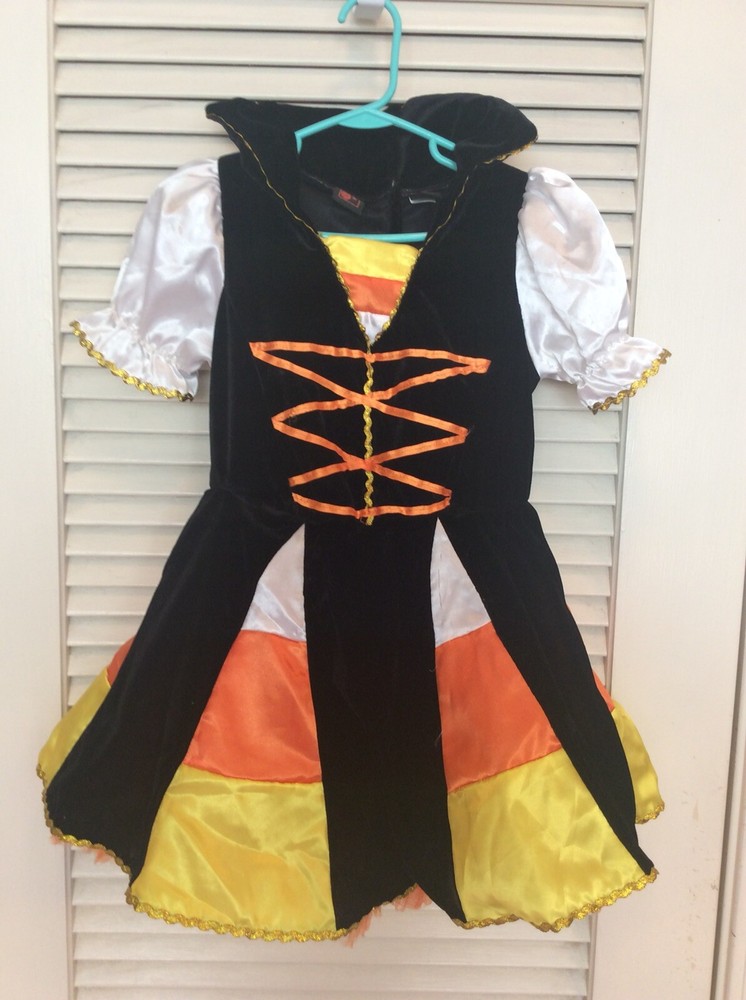 Candy Corn Witch Tutu Crinoline Dress Halloween Costume Girls 6x Velvet / Satin