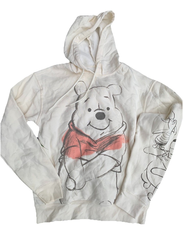 Disney Womens XS Winnie The Pooh Hoodie Sweatshirt Graphic Pullover Beige