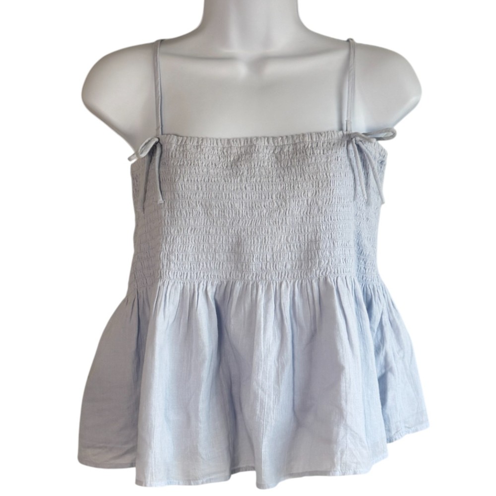 American Eagle Womens Smocked Babydoll Bow Tank Top Size L Y2K Festival Indie