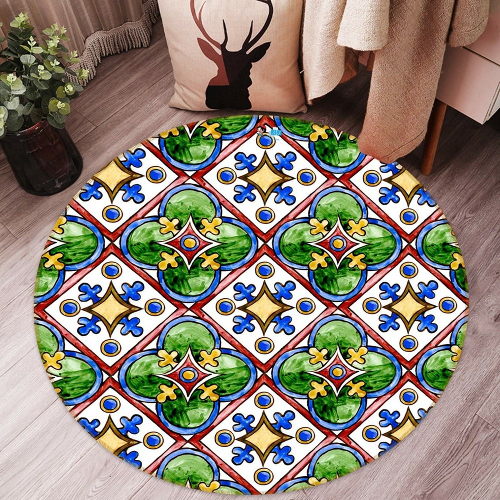 3D Green Blue Petals NAO10275 Game Rug Mat Elegant Photo Carpet Mat Fay