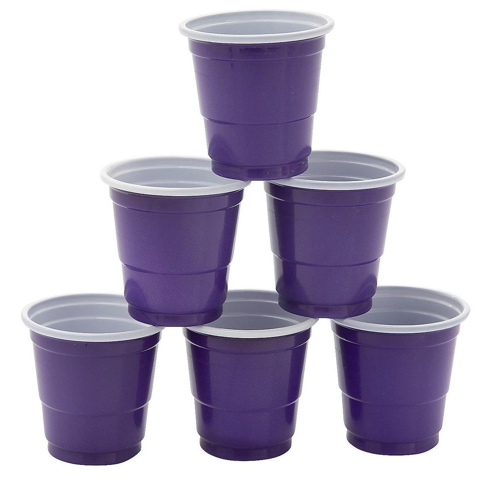 50-PC PURPLE Plastic Adult Cocktail Party Shooter Cups 1.5oz Disposable 2