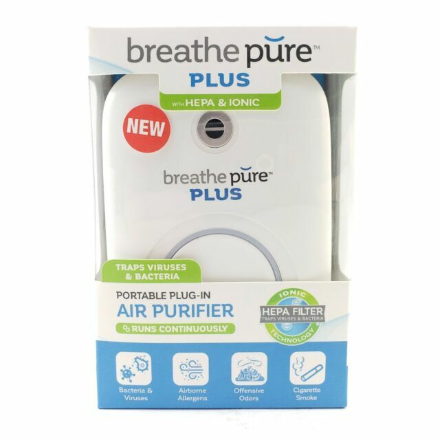 Breathe Pure Portable Plugin  Air Purifier White As Seen on TV