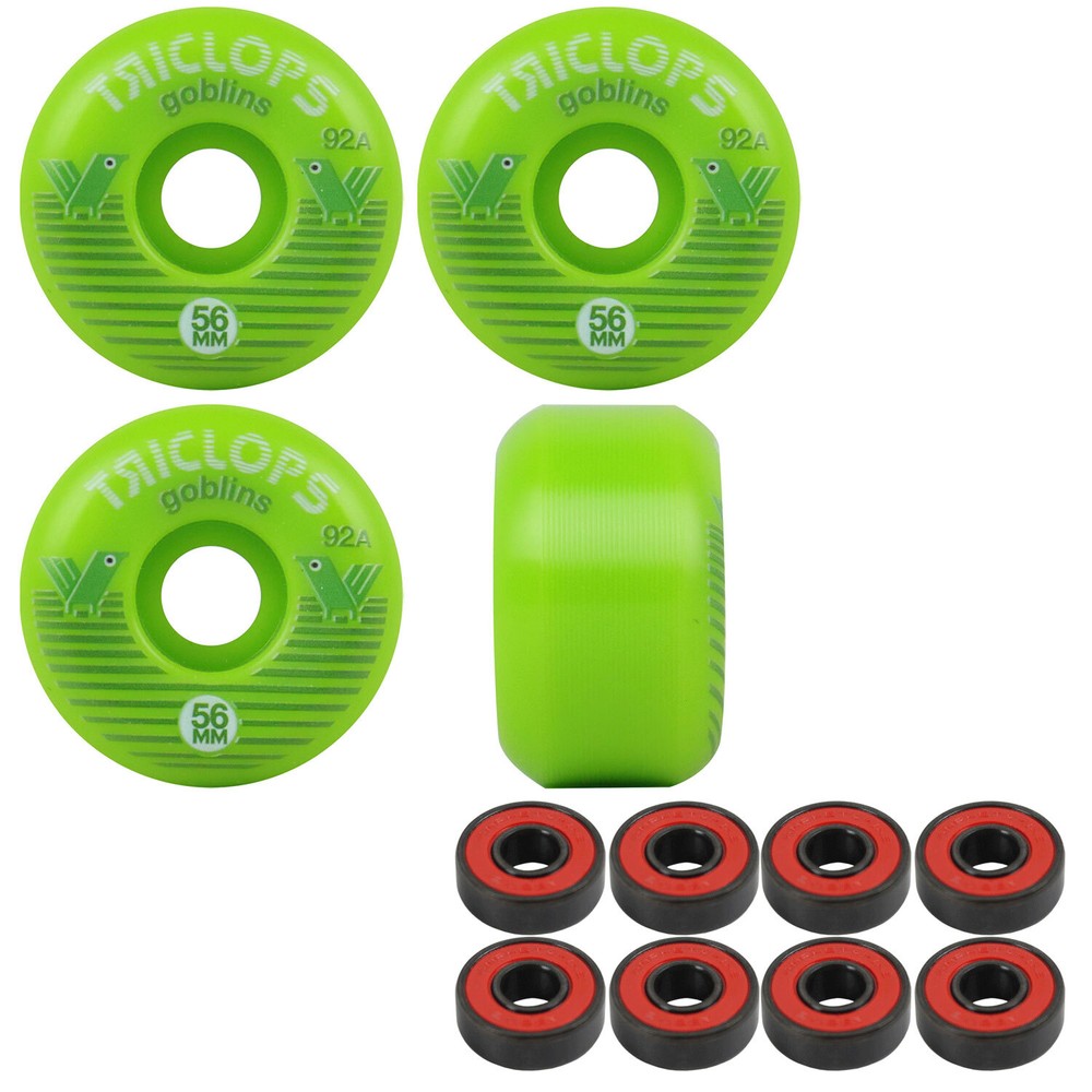 Triclops Skateboard Wheels Goblin 56mm 92A with Abec 5 Bearings