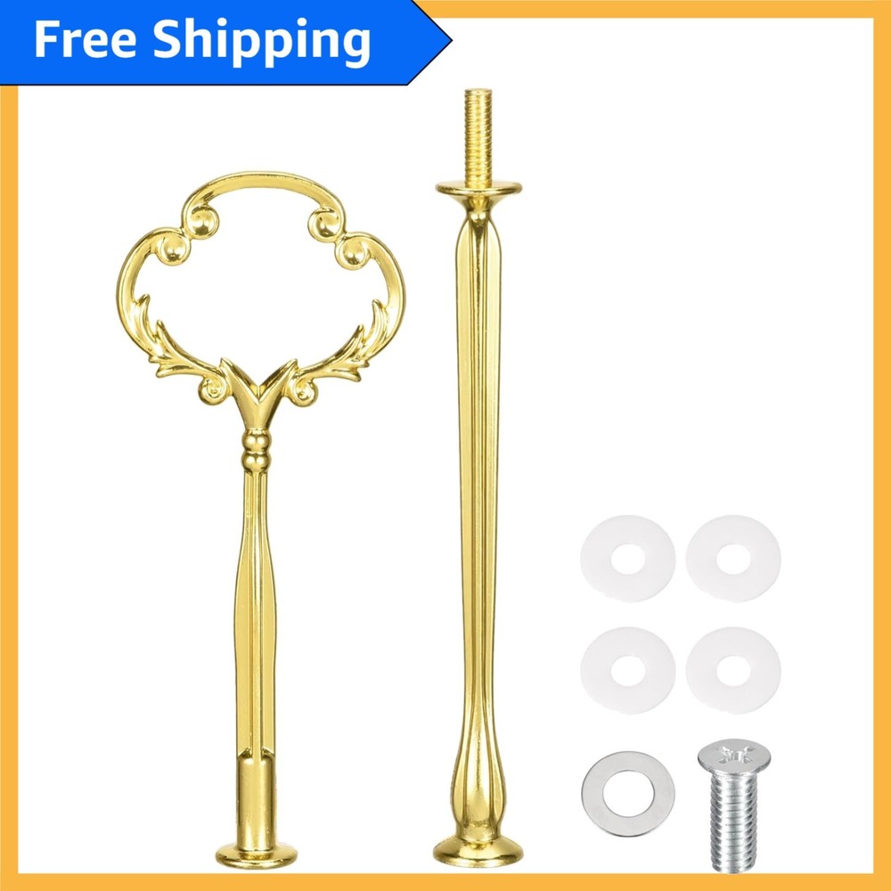 Elegant 2-Tier Gold Cake Tray Stand with Special Handle for Weddings & Parties