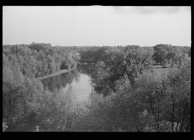 Photo:River Landscape Trees 1930s Scenic View