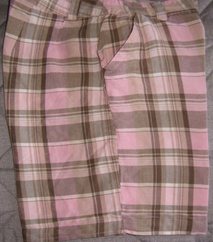 COLLECTION 18: Pink, Beige and Brown Plaid Women's Shorts