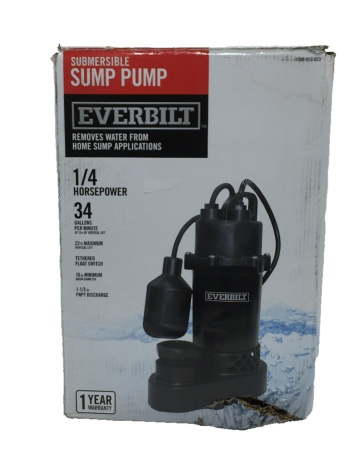 1/4 HP Everbilt Aluminum Submersible Sump Pump with Tether Switch HDSP25W