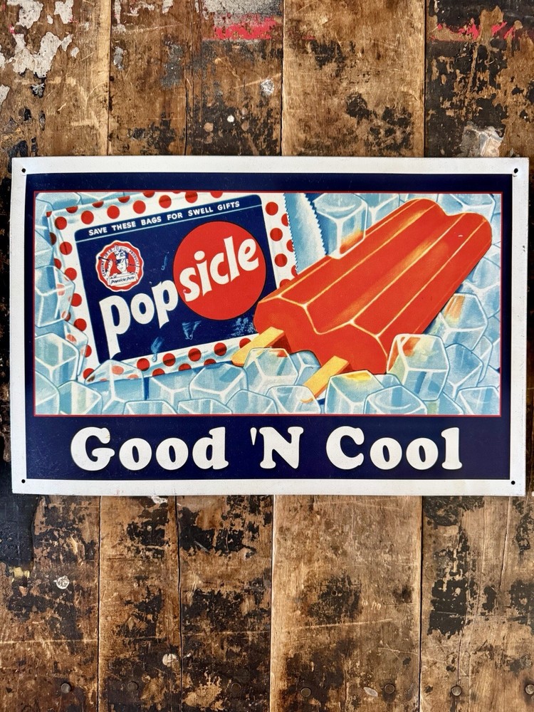 Popsicle Good ‘N Cool Tin Desperate Sign US Made Advertising Popsicle Pete 2002