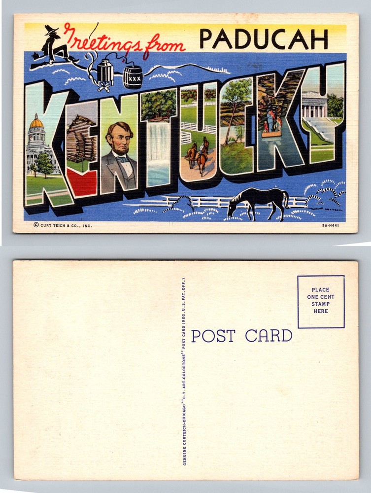 Paducah, KY-Kentucky, LARGE LETTER Greetings Scenic State Views Vintage Postcard