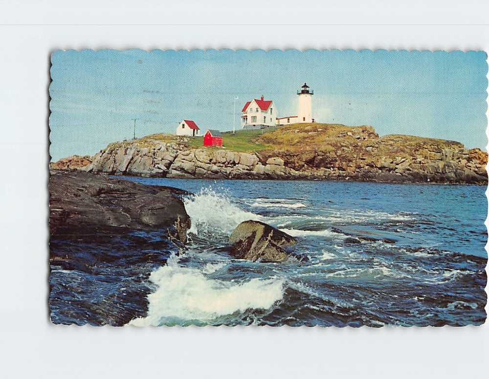 Postcard Nubble Light York Beach Maine USA