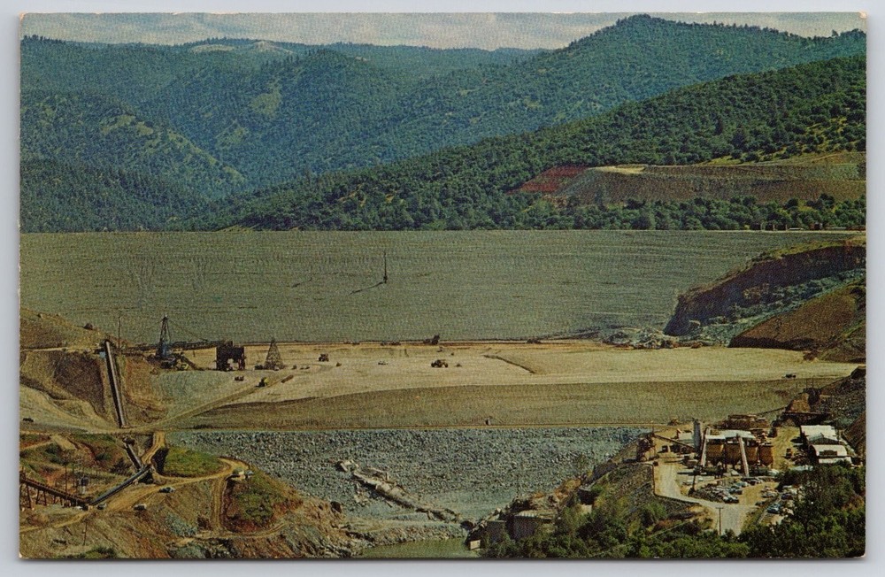 Oroville Dam Construction Postcard California 1960s Eastman's Studio Chrome