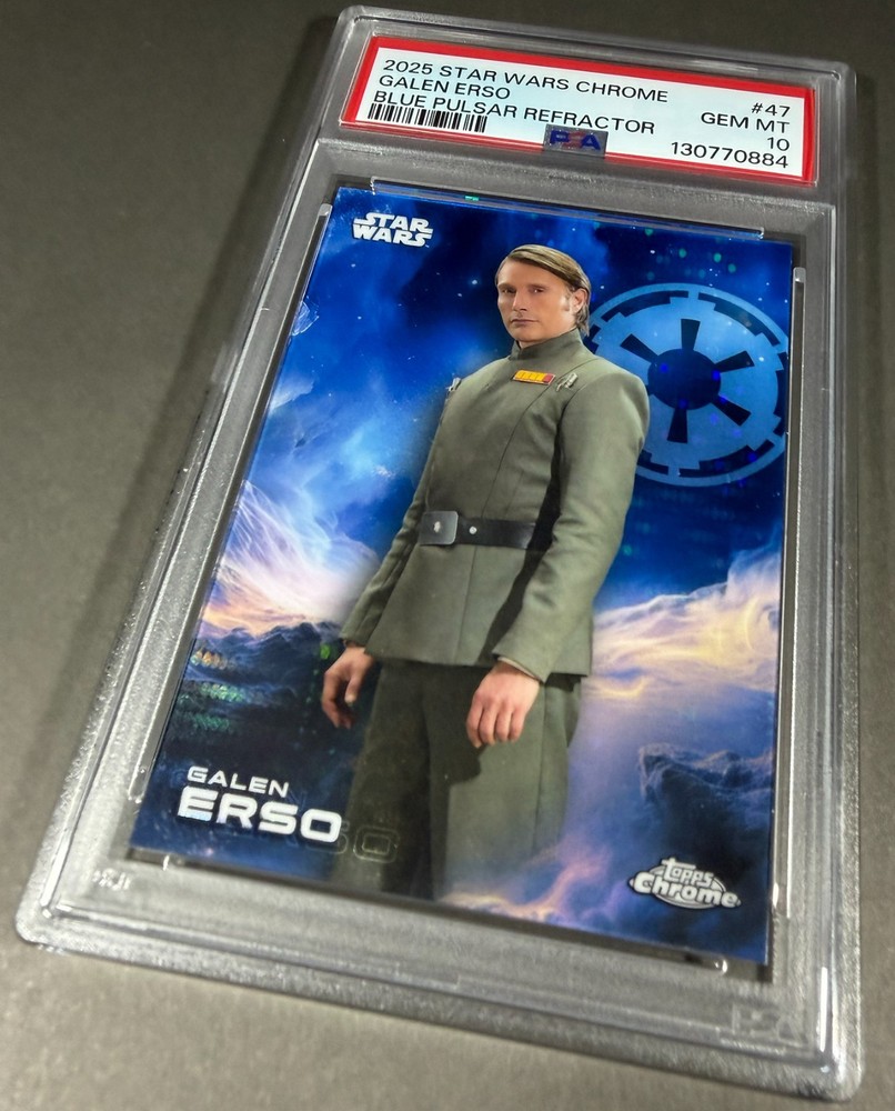 (PSA 10) 2025 Star Wars Chrome #47, “Galen Erso” Blue Pulsar Refractor