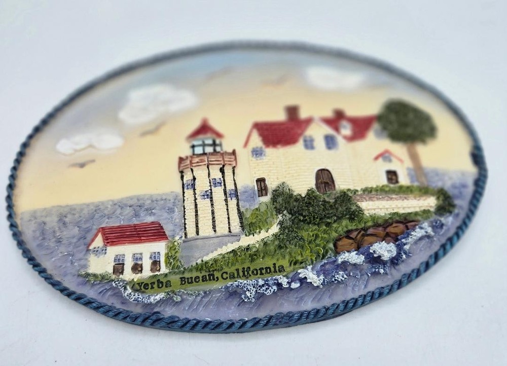 Yerba Buena California Lighthouse Collection Handpainted 8” Resin Wall Plaque￼