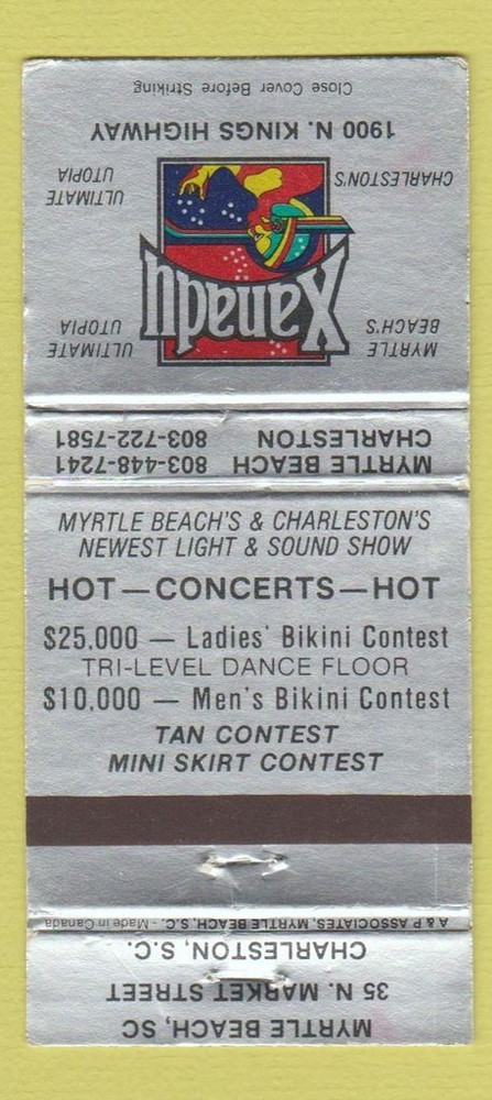 Matchbook Cover - Xanadu Charleston SC WEAR 30 Strike